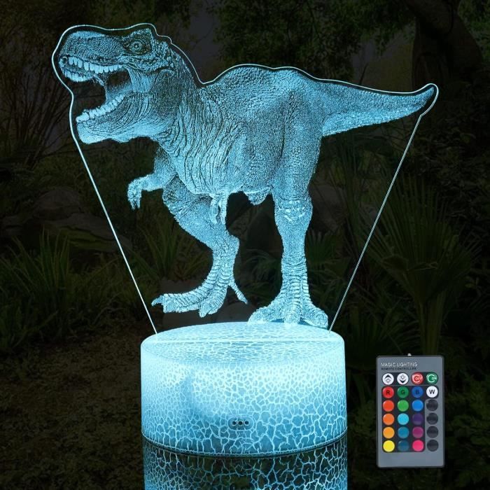 Dinosaures 3D LED lampe lumineux bureau optique lumière nuit avec 7 couleurs wedazano116 - Veilleuses - Achat & prix