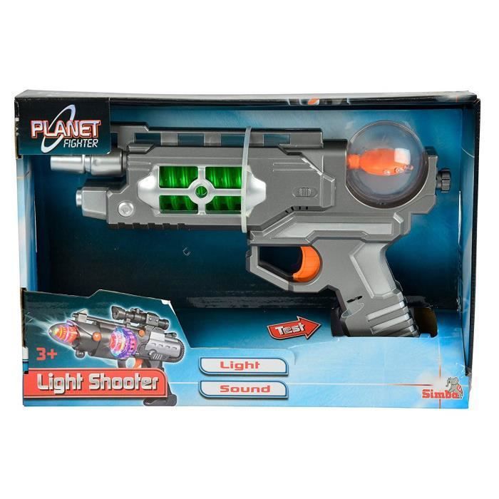 SIMBA 8046571 - COMMUTATEUR KVM - Toys 10 Planet Fighter Light Shooter Pistolet, Assortiment de 3 Motifs