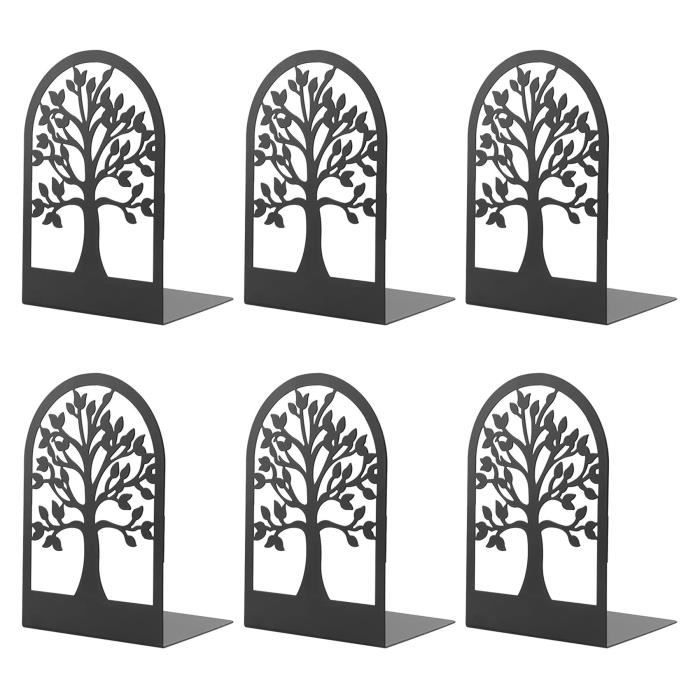 Lot 6 Serre-livres Métal Simon Rack - Design L, Gris, 16 Cm, Fabrication Européenne