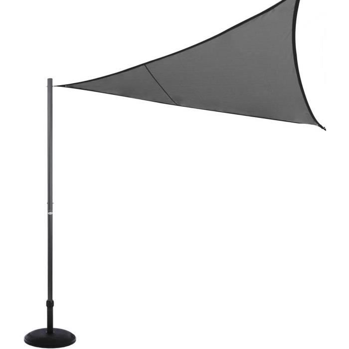 Mât De Fixation Incliné Pour Voile D'ombrage - Hauteur 250cm, Diamètre 4cm, Acier Noir, Avec Câble De Tension