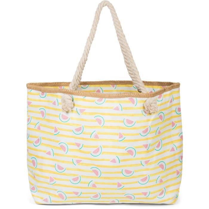 Stylebreaker Sac De Plage Xxl Pour Femmes Avec Rayures Et Imprime