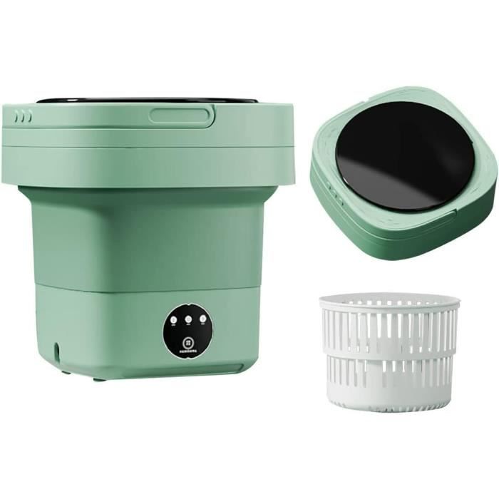 Mini Machine à Laver Portable Pliable - Capacité Grande, Essorage Doux - Pour Camping, Dortoir, Voyage - Vert