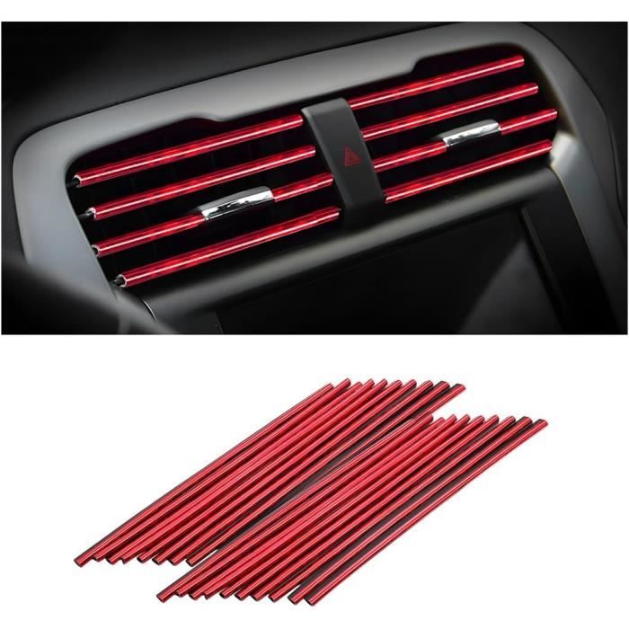 40 Bandes Décoratives Pour Bouches D’aération Voiture — PVC Souple, Rouge, Facile à Clipser