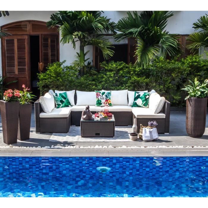 Symi Salon De Jardin En Resine Tressee 5 Places Canape Modulable