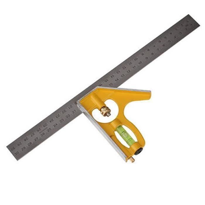 Règle à Trois Angles Combinée En Acier Inoxydable – 300 Mm – Précision 0,01 – 0-180° – Pour Bois, Construction - 2