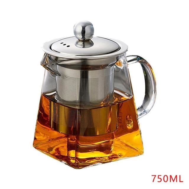 Théière En Verre Résistant à La Chaleur, 750 Ml Avec Filtre Inox Intégré, Pour 4 Tasses