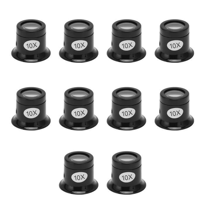Zerone Loupe de bijoutier 10 pièces 10X horloger Loupe Profession