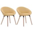 2 x Chaises de salle à manger Professionnel - Chaise de cuisine Chaise Scandinave - Jaune Tissu &7600-1