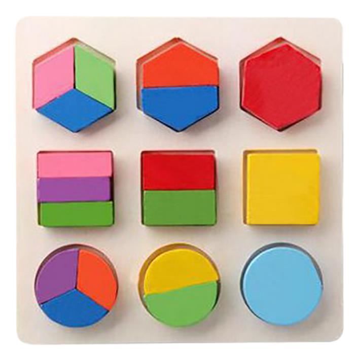Puzzle et Blocs Géométriques en Bois Montessori – Jeu Éducatif 3-6 Ans, Cadeau d'Intelligence pour Garçons et Filles PUZZLE - Jeux - Jouets