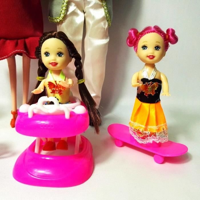 Poupée Barbie Famille - 5 personnes (Papa Maman Enceinte deux Enfants) +  Landau - Cdiscount Jeux - Jouets