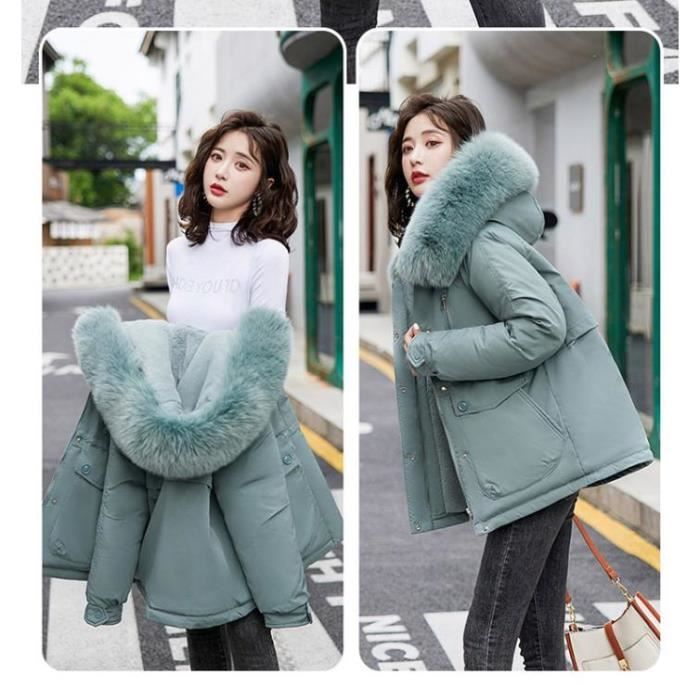 Manteau Femme fourrure de lapin Nouvelle arrivee court avec chapeau Couleur pure Substantiel Noir HN Noir Cdiscount Pret a Porter