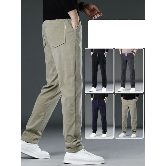 Pantalon Chino Homme En Velours Côtelé - Coupe Droite, Devant Plat, Décontracté Et Confortable