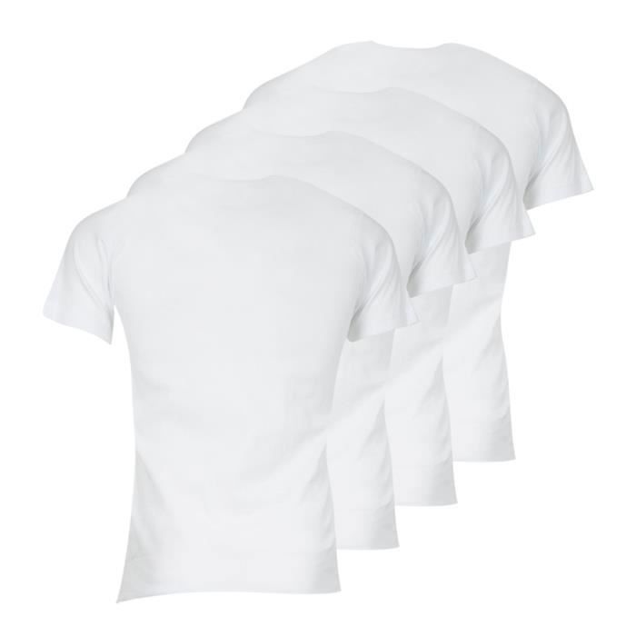Lot de Tee-shirts col V homme Coton Bio Athena Blanc Cdiscount