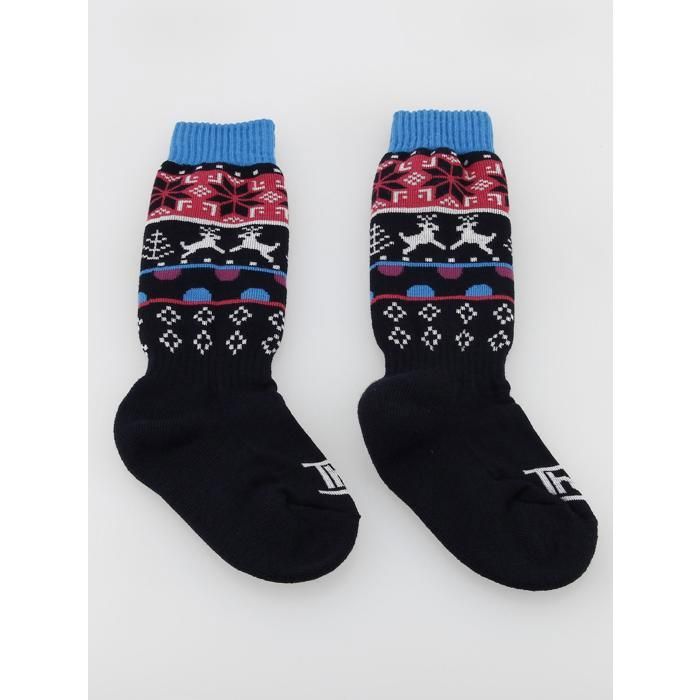 Chaussettes de ski Let it snow mi bas navy fuschia Thyo