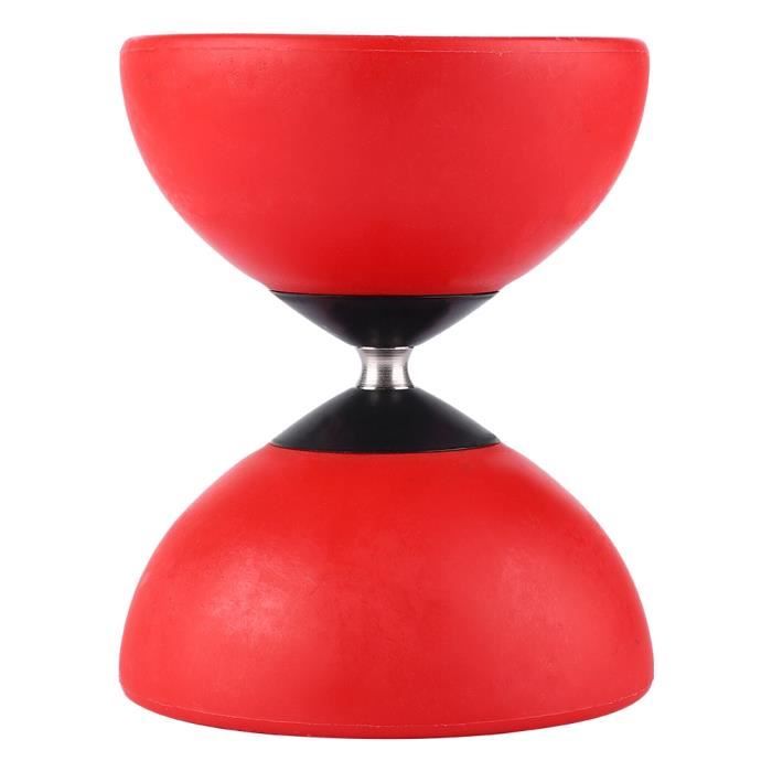 Diabolo Professionnel Triple Roulement – Bâtons Carbone, Corde Et Sac De Transport – Débutant Et Confirmé (rouge/noir)