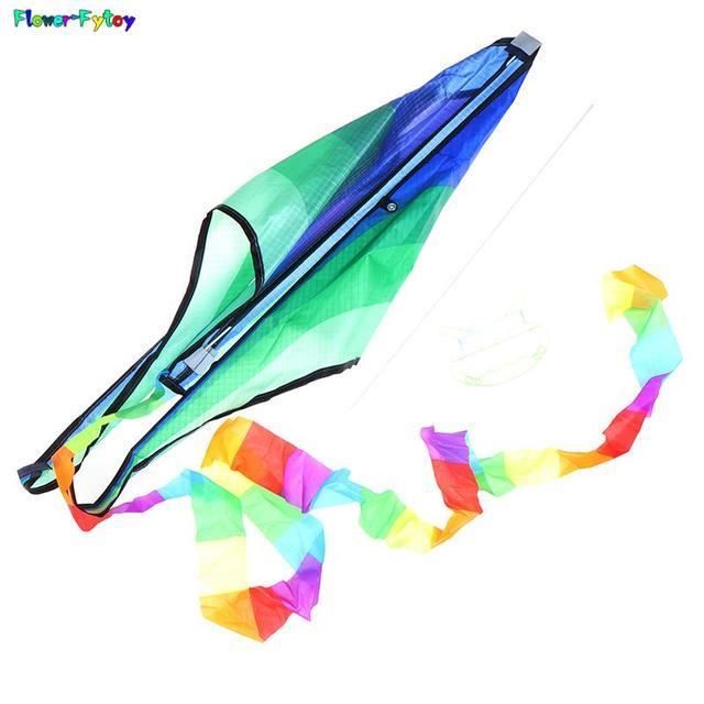 Pwsap Grand Cerf-volant Delta Arc-en-ciel, 110 X 68,1 Cm, En Polyester Multicolore Avec Queue De 14 M Ligne De 68 Kg Debutant A Adulte Plage Et Exterieur