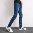 FUNMOON Jeans Hommes skinny mode Respirant Élasticité Slim Pantalon crayon-2