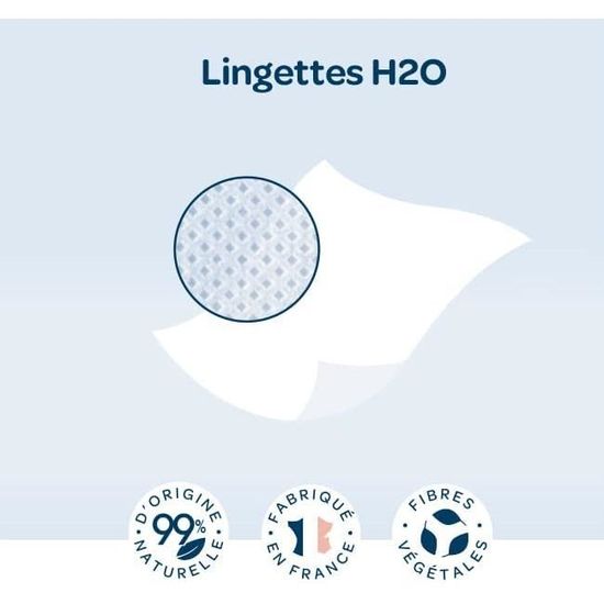 Lingettes nettoyantes H2O a l'eau pour bebe - Lot de 12x72 (864 lingettes)