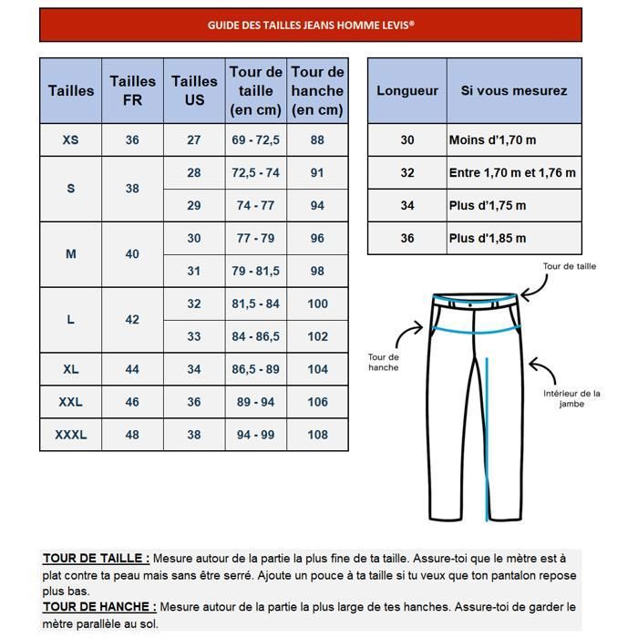 Levi's 501 Jean Levi's Taille 32 Levis Correspondance Guide