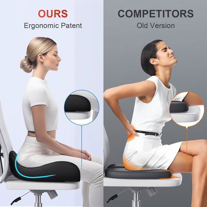 Lot de 2 coussins de chaise ronds antidérapants en mousse à mémoire de forme avec fermeture éclair dissimulée pour cuisine, salle à manger, bureau - 55 cm