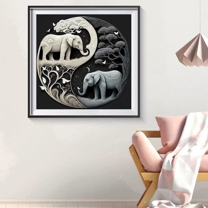 Broderie diamant Couple d'éléphant
