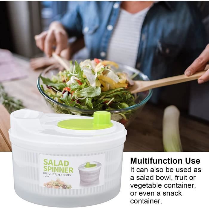 Essoreuse à Salade, 3L Fruits Légumes Égouttoir Lave-Légumes avec Bol,  Déshydrateur de Salade Plastique Panier de Nettoyage A482 - Cdiscount Maison