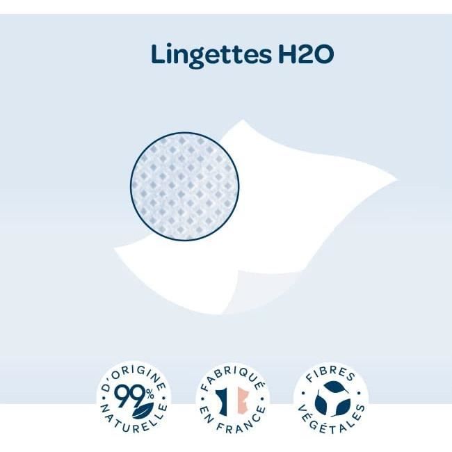 Lingettes nettoyantes H2O a l'eau pour bebe - Lot de 12x72 (864 lingettes)  - Cdiscount Puériculture & Eveil bébé