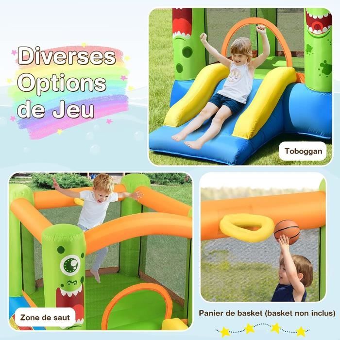 Château Gonflable DREAMADE 3-10 Ans – Avec Saut, Escalade, Toboggan Aquatique, Piscine, Tunnel Et Pendule