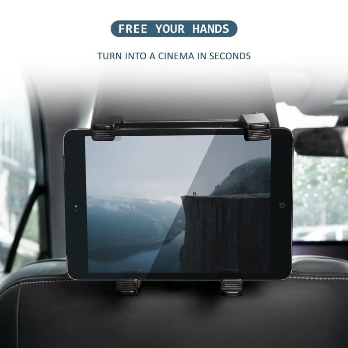 Support appui tête iPad avec système d'attache pour appui tête d'auto.