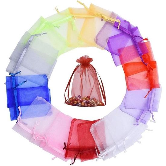 HZXINYI 100Pcs Sac Organza 10 * 15cm Sac À Bijoux Organza Pochette