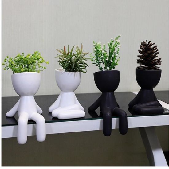 Céramique Humanoïdes Pots de Fleurs Plante grasse vase de table décoratif Planters 