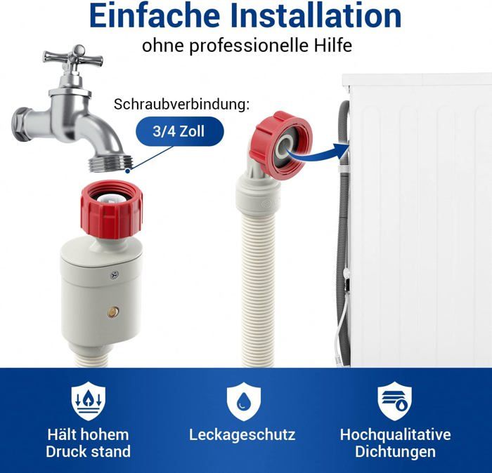 Tuyau D'Arrivée D'Eau Aquastop 1,5 M Pour Lave-Vaisselle Et Lave-Linge - 3/4" - Sécurité Anti-Fuite Avec Valve - 5