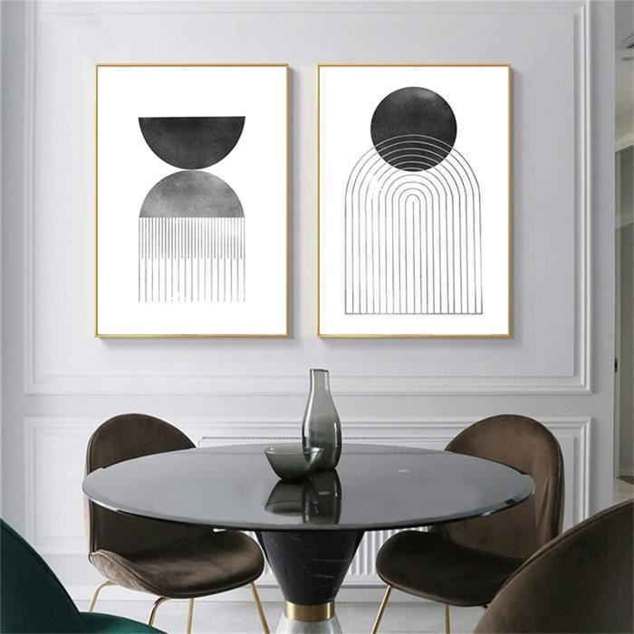 Lot De 3 Tableaux Abstraits Sur Toile Muovel - 30x40 Cm Chaque - Lignes Géométriques Modernes - Décoration Murale Sans Cadre