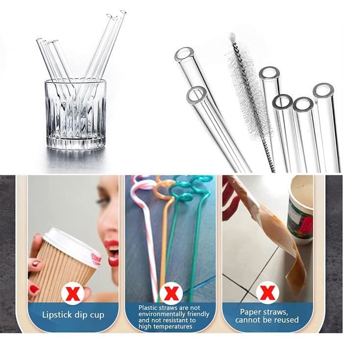 Paille En Verre Incassable Pailles En Verre Transparentes Réutilisables Pour Boissons Glacées Verre Bubble Tea