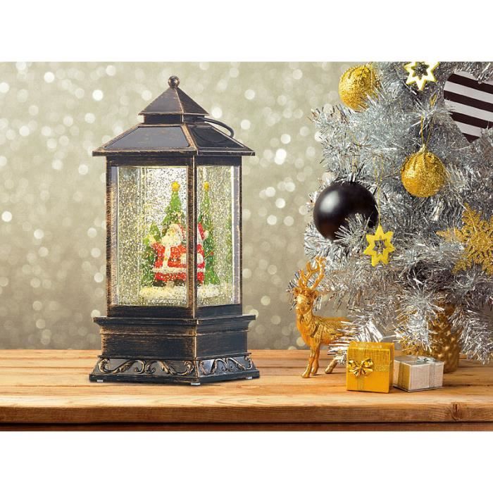 Infactory Lanterne De Noël : Lanterne LED Décorative Avec Tourbillon De Neige, Père Noël Et Sapin (lanterne à Neige De Noël, Lanterne LED De Noël, Paillettes De Noël