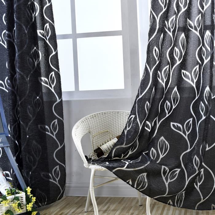 Rideau en Voile Fleurs Broderie Rideaux Salon Chambre Rideau de Fenêtre