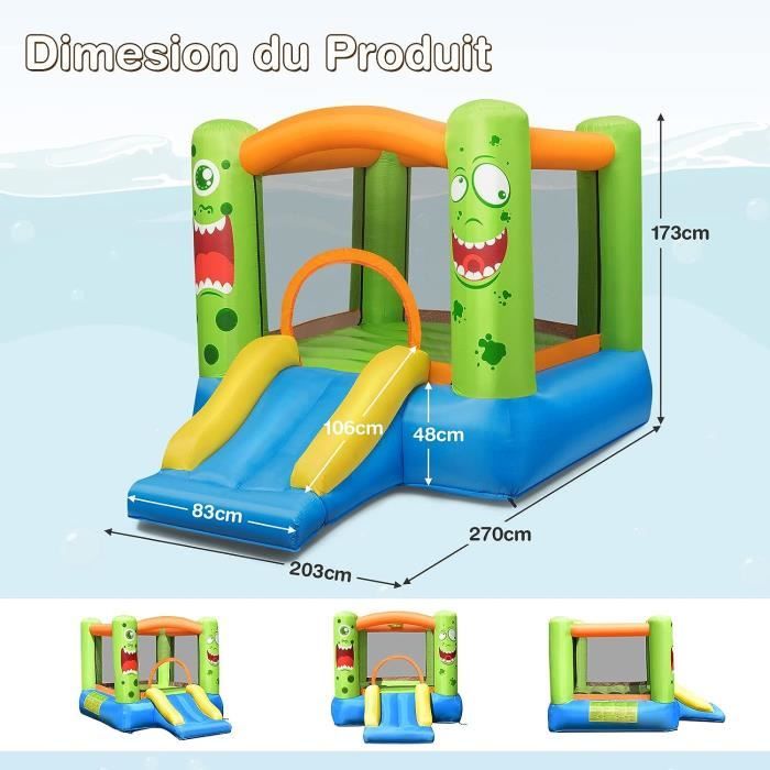 Château Gonflable DREAMADE 3-10 Ans – Avec Saut, Escalade, Toboggan Aquatique, Piscine, Tunnel Et Pendule
