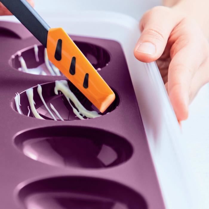 Spatule Silicone Tupperware E09 + Spatule Fine E19 Orange Noir - Lot Authentique Original