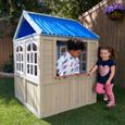 KIDKRAFT - Maisonnette cabane en bois Cooper - 100 % cèdre - 5 fenêtres - Porte avec aimant - Beige et bleu-4