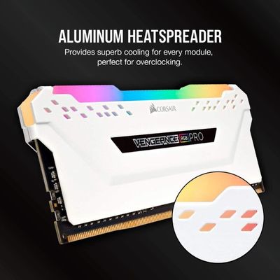 Memoire RAM CORSAIR Vengeance RGB Pro Series DDR4 16GB 2x8GB DIMM 3200 MHz 1.35V Blanc CMW16GX4M2C3200C Cdiscount Informatique