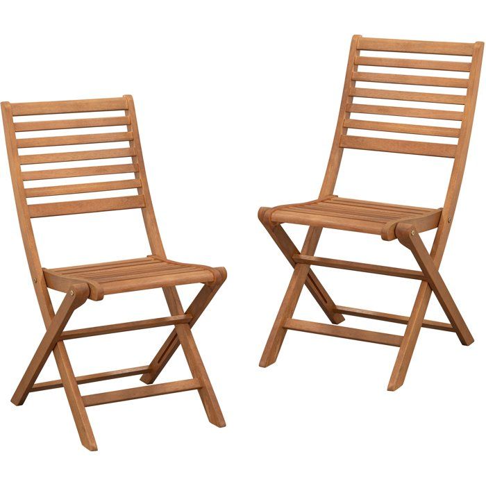 Lot de 2 chaises de jardin pliantes - EDEN - Bois Eucalyptus FSC - 575 x 465 x H90 cm