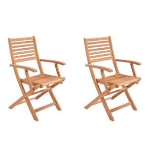 FAUTEUIL JARDIN  Lot de 2 fauteuils de jardin pliants en Acacia FSC - 57 x 52 x 90 cm