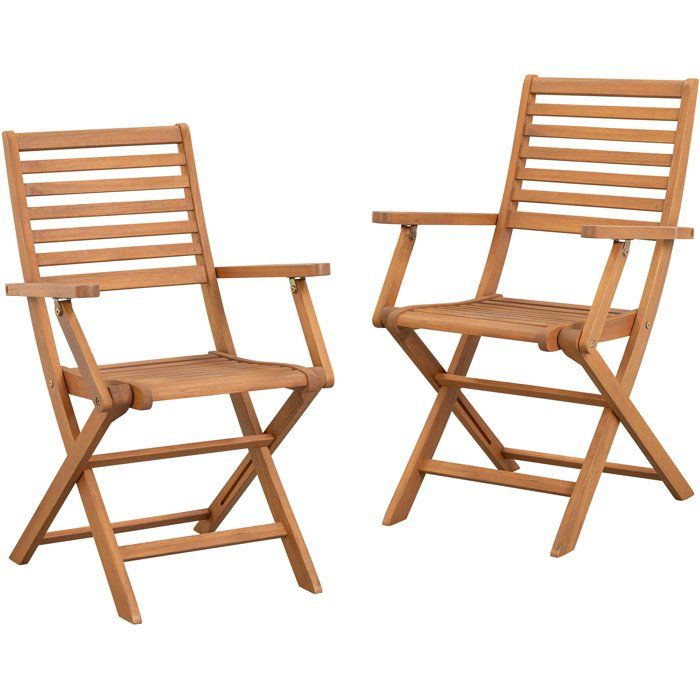 Lot de 2 fauteuils de jardin pliants en Acacia FSC 57 x 52 x 90 cm