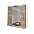 Armoire de chambre avec miroir  2 portes coulissantes - Style contemporain - L-204 Nico avec Miroir (Blanc+ Sonoma+ Miroir)-0