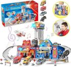 BRAND Set de véhicules de secours d'urgence en ville, piste de jeu avec station de police et de pompiers, idéal pour enfants de 3 à 8 ans