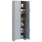 Armoire de cuisine - HOMCOM - hauteur 170 cm - buffet haut avec 4 portes étagères ajustable - design moderne - gris