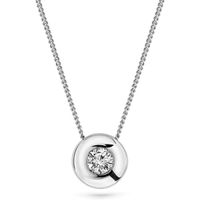 Miore Collier pour Femmes Collier avec Pendentif Diamant Solitaire 0.08 Ct Chaine en Or Blanc 18 Carat /750 Or, Bijoux