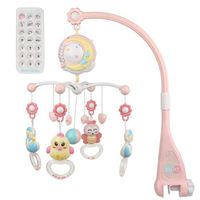 Cloche de lit mobile pour berceau avec projecteur de boîte à musique jouets éducatifs pour bébé 23.5*59cm-rose