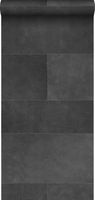 Origin Wallcoverings papier peint intissé XXL motif de carrellages avec imitation cuir gris foncé - 0,5 x 8,37 m - 357240