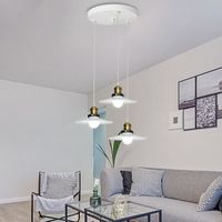 Blanc Adjustable Suspension Filaire en Fer Moderne 3 Luminaire Lampe Suspension Intérieur pour Cuisine Salon,Bureau